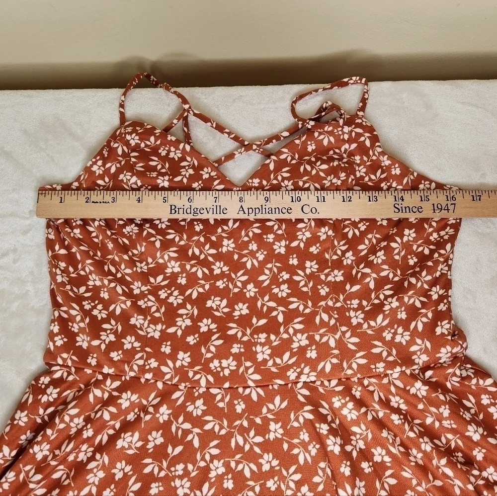 NWOT The General Good Strappy Brushed Knit Dress Rust Orange and White S… - Picture 7 of 14